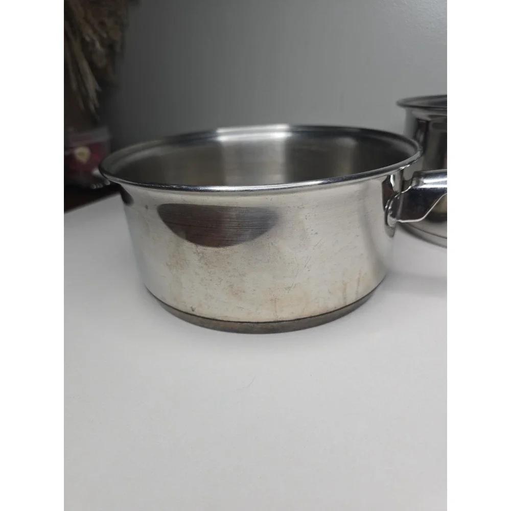 Tramontina 18/10 Stainless Steel 20 & 16 cm Saucepan Pots Try-Ply Clad Set of 2